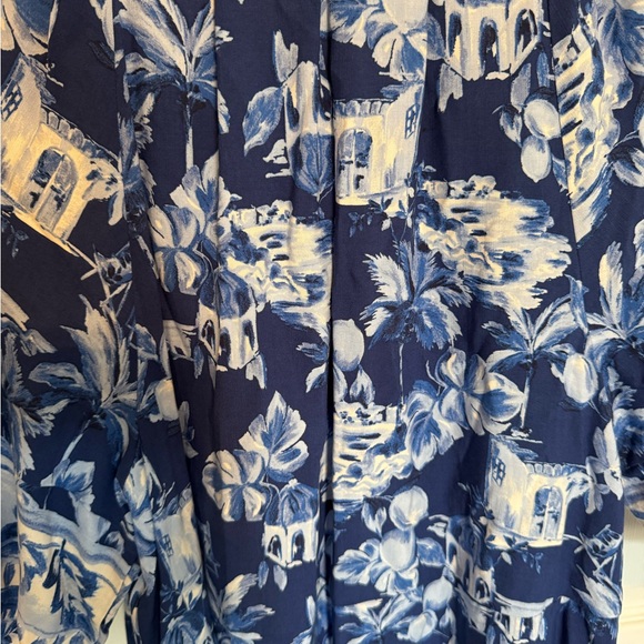 LOFT Navy and White Patterned Midi Dress - Picture 9 of 10